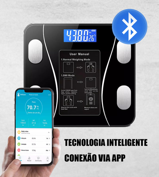 Balança Digital de Bioimpedância Bluetooth | Alta Precisão e Tecnologia